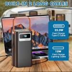 Portable Power Station, 27,000mAh Outdoor Generator with Built in Cable, Portable Power Bank Backup Battery for Phone Charge, Travel, Home use, Camping, RV Trip