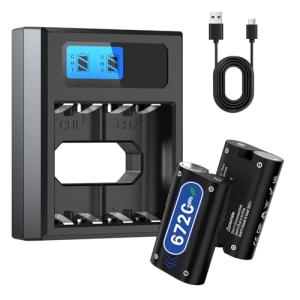2x6720mWh Rechargeable Battery Pack for Xbox One with Charging Station, New Upgrade High Capacity Battery Replacement for Xbox Series X/Xbox Series S/Xbox One S/Xbox One X/Xbox One Elite