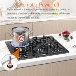 KOXKING Black 24 Inch Gas Cooktop - Built-in Dual Fuel Natural Gas & Propane Stove - 4 Burner Convertible Cooktop with Thermocouple Protection