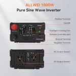 ALLWEI Pure Sine Wave Inverter - 1000 Watt Inverters 12V DC to 110V/120V AC Converter for Home, RV, Truck, Off-Grid Solar, Car Power Inverter with 2 Sockets, Power Inverters for Vehicles, 2000W Peak