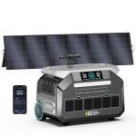 IEE 3200W Solar Generator with 500W Solar Panel (with pull rod), 2048Wh Portable Power Station, 1800W AC Charging, AC Outlets 3200Wx 4, LiFePO4 Battery Power Station for Home Backup, Camping, RV