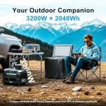 IEE 3200W Solar Generator with 500W Solar Panel (with pull rod), 2048Wh Portable Power Station, 1800W AC Charging, AC Outlets 3200Wx 4, LiFePO4 Battery Power Station for Home Backup, Camping, RV