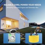 Hikzest 50 Amp Generator Cord and Power Inlet Box, Heavy Duty 15FT Generator Extension Cord, NEMA 14-50P to SS2-50R 125/250V Twist Locking with Pre-Drilled Inlet Box for Outdoor Emergency Kit