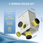 Hikzest 50 Amp Generator Cord and Power Inlet Box, Heavy Duty 15FT Generator Extension Cord, NEMA 14-50P to SS2-50R 125/250V Twist Locking with Pre-Drilled Inlet Box for Outdoor Emergency Kit