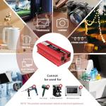 Cantonape 1000 Watt Car Power Inverter DC 12V to 110V/120V AC Converter with LCD Display Dual AC Outlets and Dual USB Car Charger for Car Home Laptop Truck Red