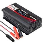 Cantonape 1000W/2000W(Peak) Car Power Inverter DC 12V to 110V/120V AC Converter with LCD Display Dual AC Outlets and Dual USB Car Charger for Car Camping Laptop Truck Black