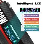 Cantonape 1000W/2000W(Peak) Car Power Inverter DC 12V to 110V/120V AC Converter with LCD Display Dual AC Outlets and Dual USB Car Charger for Car Camping Laptop Truck Black