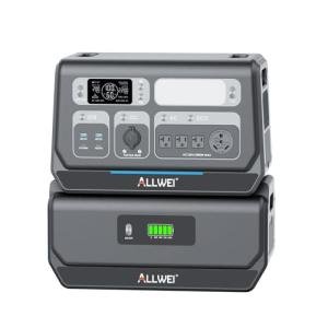 ALLWEI 2400W Portable Power Station with a B200 PRO Expansion Battery, 4096Wh LiFePO4 Battery 4 AC Outlets Up to 2400W for Home, Outdoor Camping, RV, With 1500W AC Charging &1200W Solar Charging