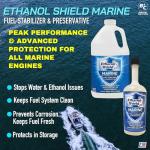 Ethanol Shield MARINE Fuel Stabilizer & Preservative - 2 PACK (2-24 oz bottles) - Full Fuel Cleaner - Fuel Injector Cleaner - Removes Water- Protects Fuel System - Each bottle treats 240 gallons