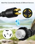 5FT NEMA L14-30P to 50A SS2-50R with Locking Ring, 120V/240 30A 4 Prong Male to 4 Prong Twist Lock Receptacle, Power Cord Adapter for RV Marine Boat Camper Generator