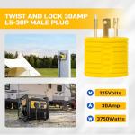 3 Prong 30 Amp RV Twist Lock Adapter - NEMA L5-30P Twist Lock Male Plug to NEMA TT-30R Female，Heavy Duty Generator to RV Trailer Camper Cord,STW 10 AWG 125V/3750W