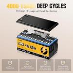 Rvpozwer 48V 100Ah LiFePO4 Battery, 5120Wh Deep Cycle Lithium Iron Phosphate Battery with Built-in 100A BMS, 4000+ Cycles, 10-Year Lifespan, Ideal for Golf Cart, RV, Camper, Solar, Off-Grid