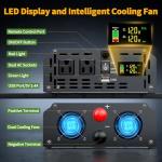 1500 Watt Inverter 12V DC to 110V/120V AC, Pure Sine Wave Inverter for Truck/RV/Home/Solar/Off-Grid, Surge 3000W Pure Sine Power with 2 AC Sockets, 5V 3.4A USB, Digital Display, Remote Controller