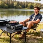 7800 BTU Dual Fuel Camp Stove, Butane or Propane Portable Stove for Camping, Lightweight Portable Camping Stove, Propane Adapter Hose and Carrying Case Included