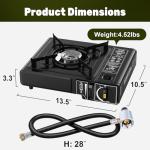 7800 BTU Dual Fuel Camp Stove, Butane or Propane Portable Stove for Camping, Lightweight Portable Camping Stove, Propane Adapter Hose and Carrying Case Included