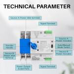 KNMIPJD ATS Automatic Transfer Switch 2P AC110V 100A 50/60Hz ATS Dual Power Switch Electrical Selector Switches for Home Generator DIN Rail Mount (2P 100A)