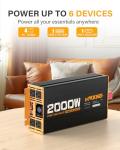 MWXNE 2000W Pure Sine Wave Inverter 12V DC to 110V 120V AC Car Converter for RV Truck Off-Grid Solar Power Inverter with 4 AC Outlets, USB/Type-C Fast Charging Ports, LCD Display, Remote Control