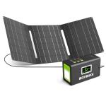 mormluck Solar Generator, 127W(Peak 200W) 88.8Wh Portable Power Station with 30W Solar Panel, 110V Lithium Battery Pack with Ac Outlet, Soalr Powered Generator for Home,Camping