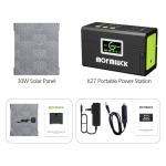 mormluck Solar Generator, 127W(Peak 200W) 88.8Wh Portable Power Station with 30W Solar Panel, 110V Lithium Battery Pack with Ac Outlet, Soalr Powered Generator for Home,Camping
