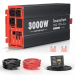 3000W Pure Sine Wave Inverter, Car Power Inverter 24V to 120V AC Converter for RV, Truck, Solar, Outdoor with Dual AC and 20A Socket, 18W+30W USB, PD60W, Surge 6000W, Remote Control(3000W-24V)