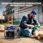 Mutaomay 4000W Portable Inverter Generator, Gas Powered Open Frame Design with Long Runtime, ECO Mode, Low Oil Shutoff & Quiet Technology — for RV Camping, Home Backup, Farm, Jobsite（Blue）