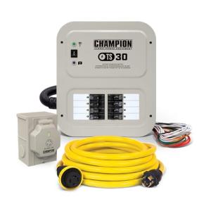 Champion Power Equipment 30-Amp Indoor-Rated Manual Transfer Switch with 25-Foot Generator Power Cord and Weather-Resistant Power Inlet Box