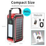 Ultra High Capacity Solar Power Bank 80000mAh, PD18W Solar Charger Power Bank with Built-in Cables, 4 Outputs & 2 Inputs, Outdoor Battery Pack with LED Flashlight for Outdoor Camping Survival (Red)