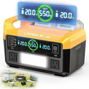 550W Power Station Compatible with Dewalt: LIVOWALNY Portable Generator DC 20V to AC 110-120V, Pure Sine Wave Power Inverter Battery Adapter Phone Charger 2 USB-A & 1 Type-C & 2 AC Outlet (Tool Only)