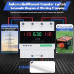 6-63Amp AC 110V Automatic Transfer Switch with LED Display, 2P Dual Power Outdoor Manual Electrical Changeover Switch, L1 Priority Mini ATS Din Rail Mount, 50/60Hz CE Certified for Home Generator
