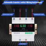 6-63Amp AC 110V Automatic Transfer Switch with LED Display, 2P Dual Power Outdoor Manual Electrical Changeover Switch, L1 Priority Mini ATS Din Rail Mount, 50/60Hz CE Certified for Home Generator