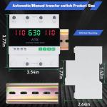 6-63Amp AC 110V Automatic Transfer Switch with LED Display, 2P Dual Power Outdoor Manual Electrical Changeover Switch, L1 Priority Mini ATS Din Rail Mount, 50/60Hz CE Certified for Home Generator