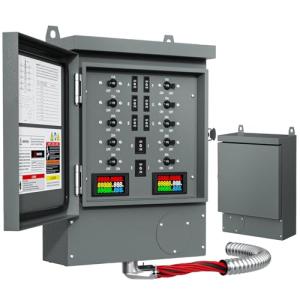 50A 10 Circuit Generator Transfer Switch，Heavy Duty 12500W General Double-Throw Safety Switc h 120/240 Volt Transfer Switch for Home Generator Indoor & Outdoor