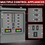 50A 10 Circuit Generator Transfer Switch，Heavy Duty 12500W General Double-Throw Safety Switc h 120/240 Volt Transfer Switch for Home Generator Indoor & Outdoor