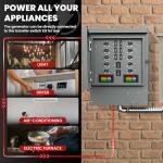 50A 10 Circuit Generator Transfer Switch，Heavy Duty 12500W General Double-Throw Safety Switc h 120/240 Volt Transfer Switch for Home Generator Indoor & Outdoor