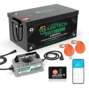 36V 100Ah Golf Cart LiFePO4 Lithium Battery, 8000+ Deep Cycles, 200A BMS, 3840Wh Energy, Perfect for Off-Grid, RV, Solar Power System, Home Backup