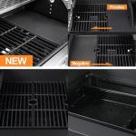 Propane & Charcoal Grill Combo with Cast Iron Grate & Plate, Dual Fuel BBQ Grill for Outdoor Events & Backyard Barbecue with Easy-Clean System, Stainless Steel Lids, Side Burner