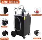 45 Gallon Fuel Caddy With Wheels - Heavy Duty Steel Gas Can With Hand Pump - Portable Fuel Transfer Tank for Gasoline, Diesel, Kerosene - Wide Mouth Design for Construction, Farm, ATV, Generator