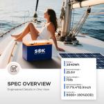 SOK Battery 24V 150Ah LiFePO4 Battery with Built-in Heater, Bluetooth, CAN Communication | Deep Cycle Lithium Iron Phosphate for RV, Off-Grid Solar, Marine, Home Backup