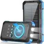 Saraupup Solar Charger Power Bank 49800mAh Wireless Portable Phone Charger, 22.5W QC3.0 Fast Charging Built in 4 Cables with USB C 6 Outputs & 2 Inputs for Cell Phone