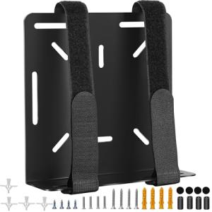 Universal Wall and VESA Mount for Micro PC, UPS Units, WiFi Router, Cable Modem and Other Electronic Devices Adjustable Strap Mount Bracket for Dell Lenovo HP mini pc, Mounted Behind The TV or Monitor
