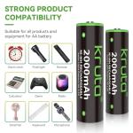Kruta NiMH Rechargeable AA Batteries, 2000mAh 1.2V NiMH High Capacity Double AA Solar Rechargeable AA Batteries for Outdoor Solar Lights - Recharge up to 1200 Times, Pre-Charged (AA 2000mAh - Pack 20)