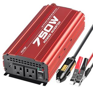 POTEK 750W Power Inverter DC 12V to AC 115V Car Converter with 2A USB Charging Port