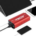 POTEK 750W Power Inverter DC 12V to AC 115V Car Converter with 2A USB Charging Port