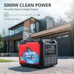 AMERISUN Portable Inverter Generator 5000W with CO Sensor, Super Quiet Gas Generator with RV Ready 30A Outlet, Wheels Handle Kit, Parallel Capable for Home Backup Emergency Use Camping, EPA Compliant