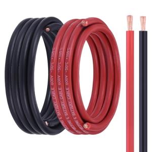 Geosiry 6 Gauge Battery Cable, 15FT Red + 15FT Black 6 AWG Welding Cable, Flexible Stranded Oxygen-Free Copper Wire for Automotive, Battery, Solar, Marine and Generator