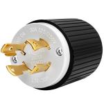 Yomiuwo NEMA L14-30P Locking Plug, 30 Amp 125/250V Twist Lock Male Plug, 3 Pole 4 Wire Grounding, Industrial Heavy Duty Generator Adapter, UL Listed (Black/White, 1 Pack)