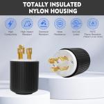 Yomiuwo NEMA L14-30P Locking Plug, 30 Amp 125/250V Twist Lock Male Plug, 3 Pole 4 Wire Grounding, Industrial Heavy Duty Generator Adapter, UL Listed (Black/White, 1 Pack)