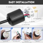 Yomiuwo NEMA L14-30P Locking Plug, 30 Amp 125/250V Twist Lock Male Plug, 3 Pole 4 Wire Grounding, Industrial Heavy Duty Generator Adapter, UL Listed (Black/White, 1 Pack)