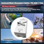 Meyffon 20A 440V Enclosed Motor Disconnect Switch 3 Pole Safety Isolation Switch IP65 3 Phase Disconnect Breaker Box 20 Amp for Generator Welding Food Processing