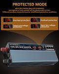 1000W Pure Sine Wave Power Inverter 12V DC to AC 110V 120V Peak Power 2000W with 2 AC Outlets Car Inverter and Dual 3.4A USB Port Cooling Fans and LCD Display for Inverter Home RV Car Solar System
